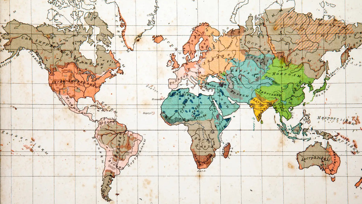 Carte du monde sur un papier ancien
