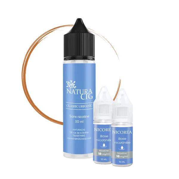 E-liquide Classic Origine 50 ml avec deux boosters de nicotine – 5 mg/ml