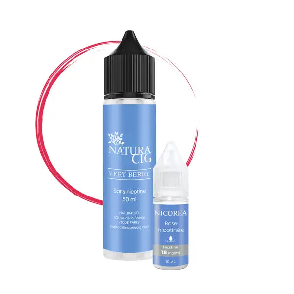 E-liquide naturel Very Berry 50 ml aux fruits rouges avec un booster de nicotine pour obtenir 3 mg/ml