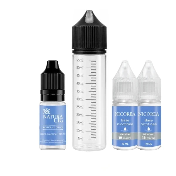 Pack e liquide avec nicotine à 12 mg/ml et flacon gradué