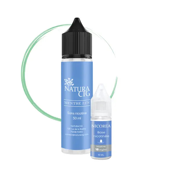 E-liquide Menthe Zen Naturacig 50 ml avec un booster de nicotine Nicorea