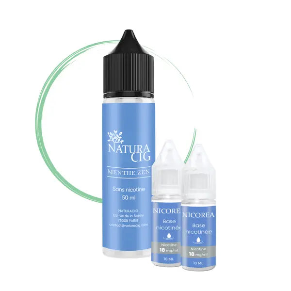 E-liquide Menthe Zen Naturacig 50 ml avec deux boosters de nicotine Nicorea
