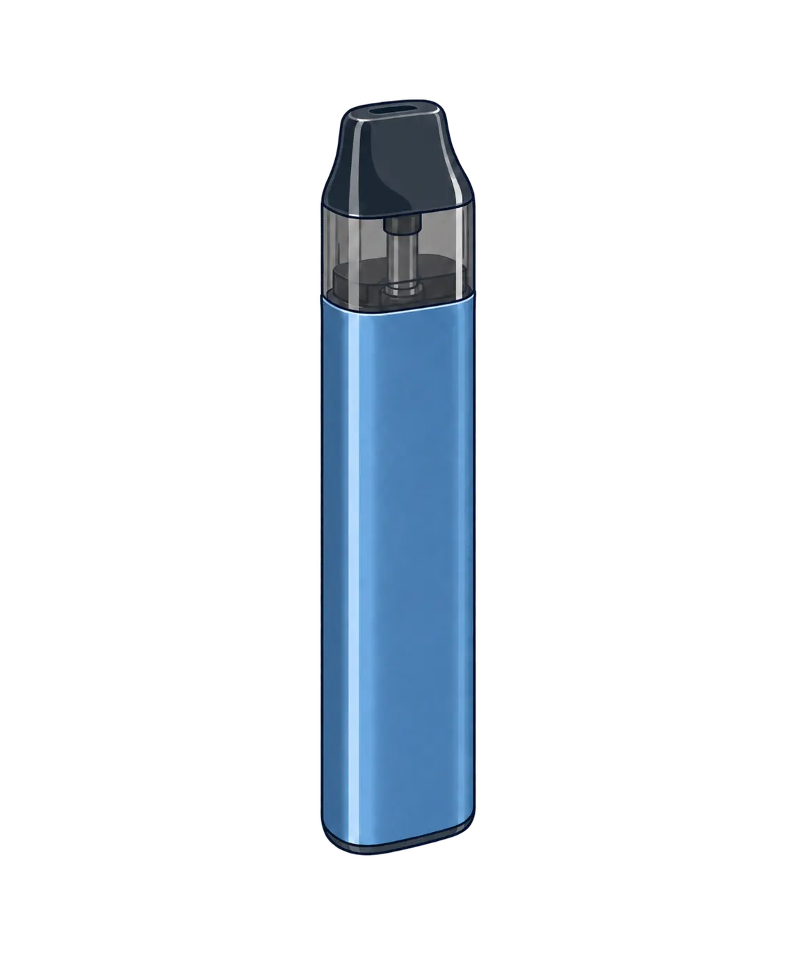 Illustration d’un pod rechargeable avec cartouche transparente et embout buccal
